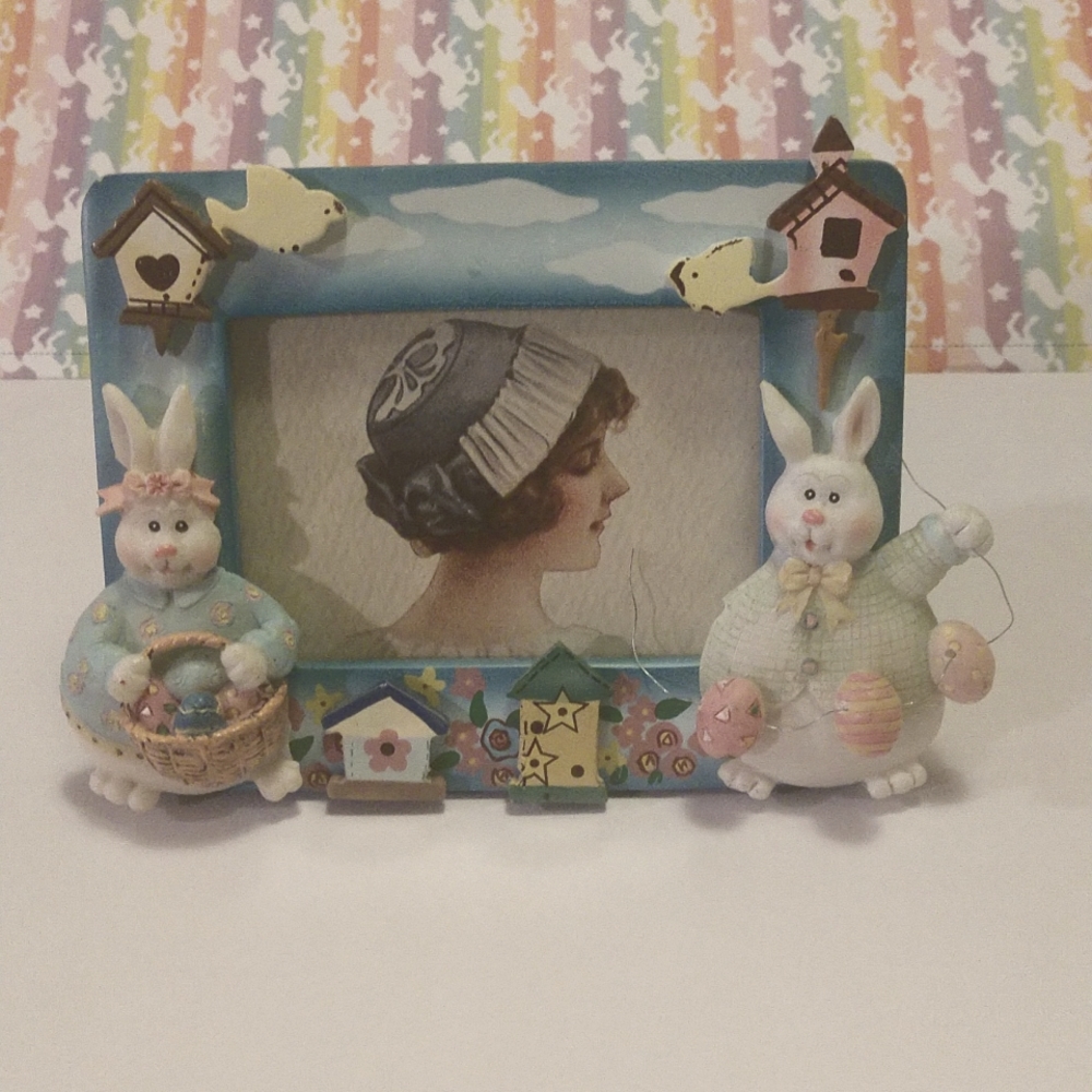 Bunnies & Birds Picture Frame, Easter Frame, Kids Room, Cute!